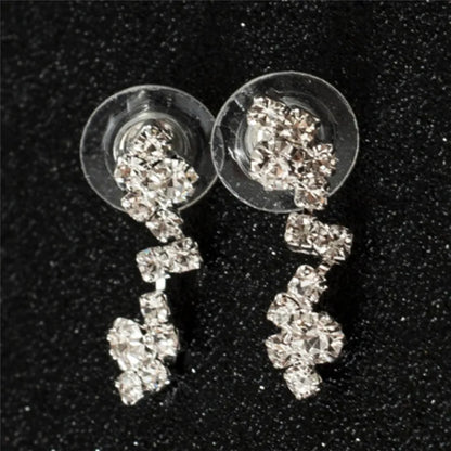 Wedding Bridal Jewelry Jewellery Silver Bridesmaid Crystal Necklace Earrings Set
