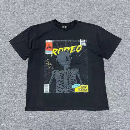 Mens Clothing vintage distressed washed T shirt men's and women's printed loose short sleeve T-shirt Ropa hombre