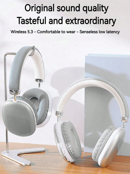 Bluetooth Headphones Over Ear Wireless Headset HiFi Music Gaming Comfortable Mic for iPhone Android PC Travel Sports Gift blue