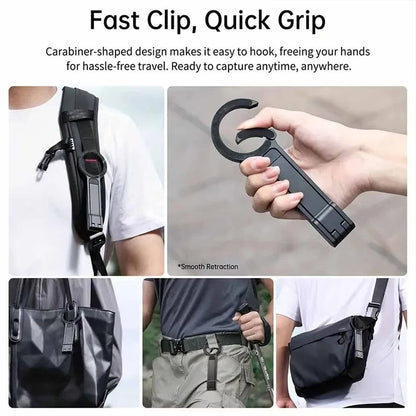 Foldable Phone Tripod Carabiner-Mounted For iPhone 17 16 15 Portable Dual-sided Magnetic Tripod Desk Mount Phone Handle Holder