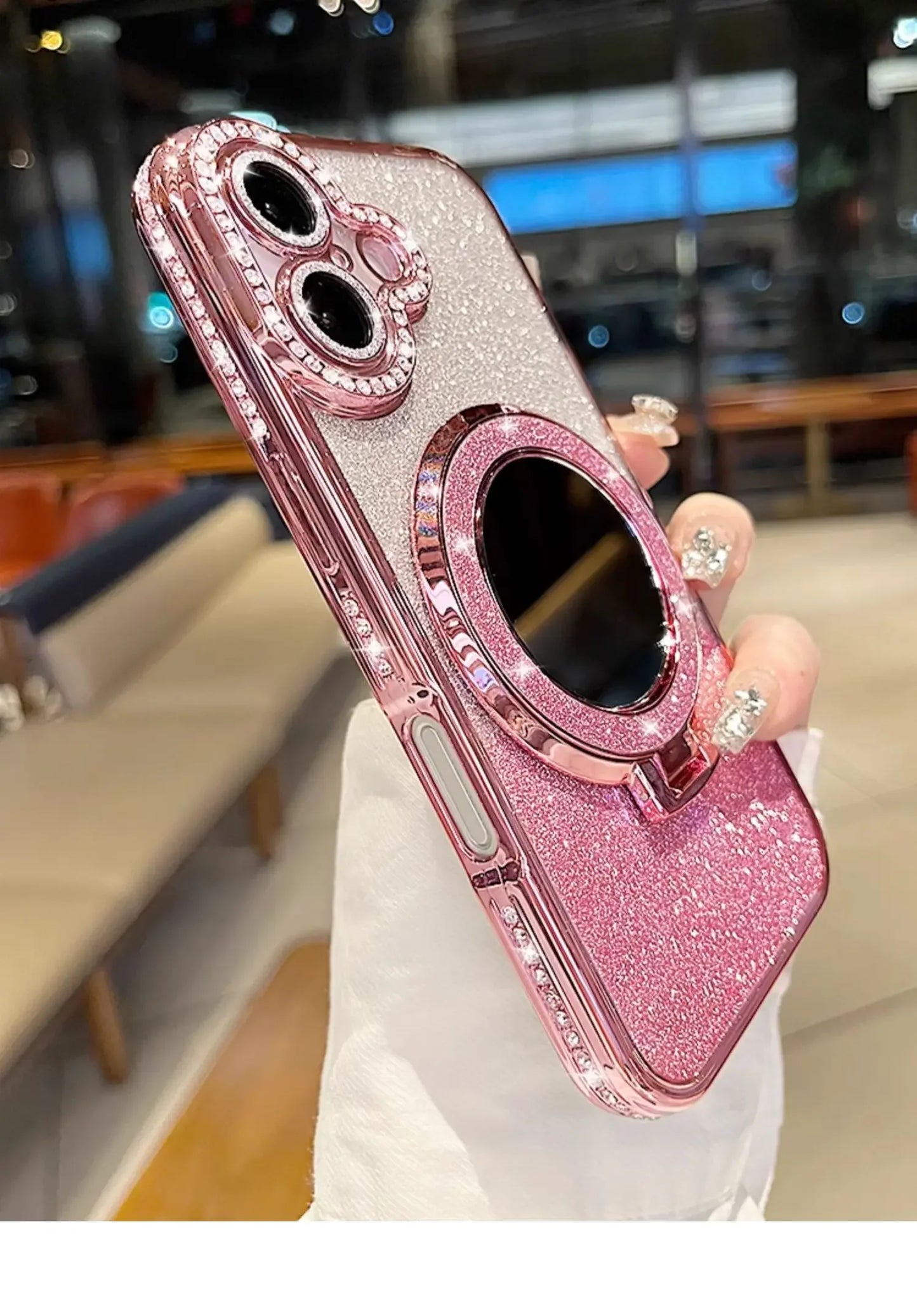 Luxury Jewelled Case For iPhone 16 11 12 13 14 15 Pro Max Glitter Mirror  Bracket Bumper Cover