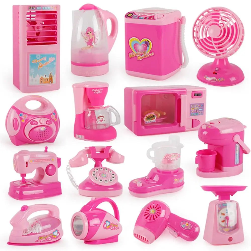 Coffee Machine Household Appliances Toys Toaster Blender Cooking Pretend Play Set Sweeper Vacuum Cleaner Kitchen Toys Boy Girl