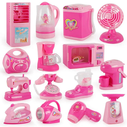 Coffee Machine Household Appliances Toys Toaster Blender Cooking Pretend Play Set Sweeper Vacuum Cleaner Kitchen Toys Boy Girl