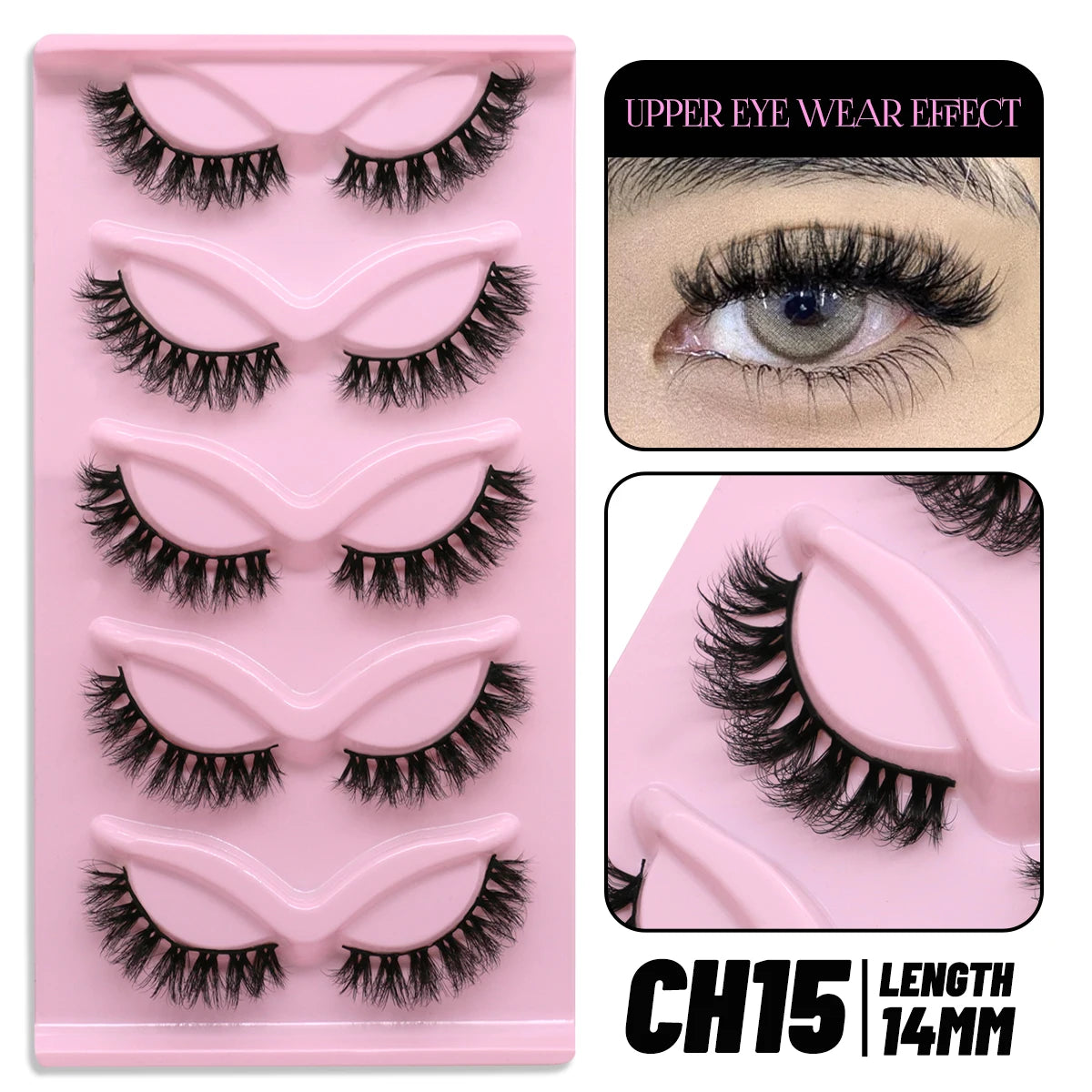 GROINNEYA Cat Eye Lashes Faux Mink Eyelashes Winged End Eye Elongated Eyelashes Fake Lashes Soft Natural long Full Strip Lashes