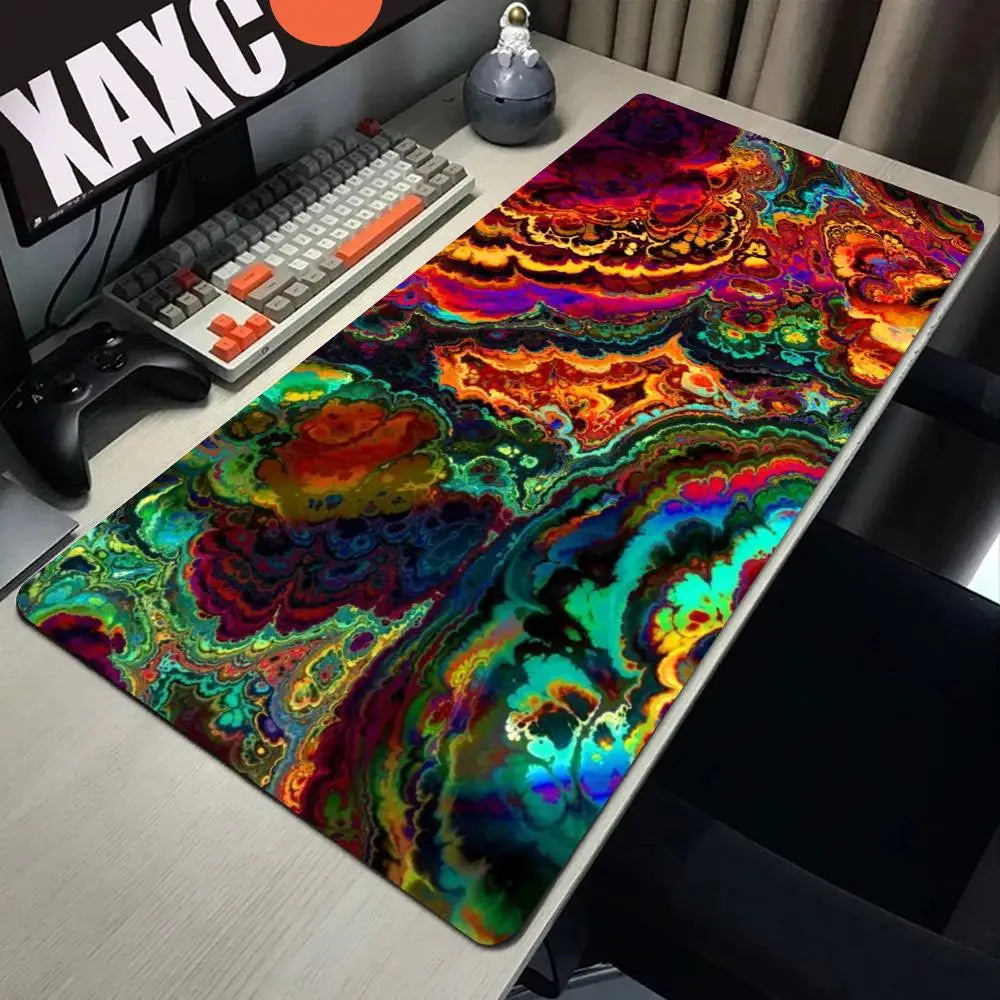 Trippy Psychedelic Weed Large Gaming Mouse Pad Computer Mousepad PC Gamer Mouse Mat Laptop Mouse Carpet Keyboard Mat Desk Pad