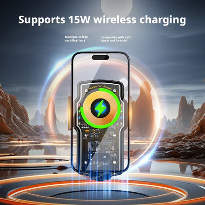 car accessories interior mounts phone holder support for cell phone bracket 15w wireless charging Transparent Technology Style