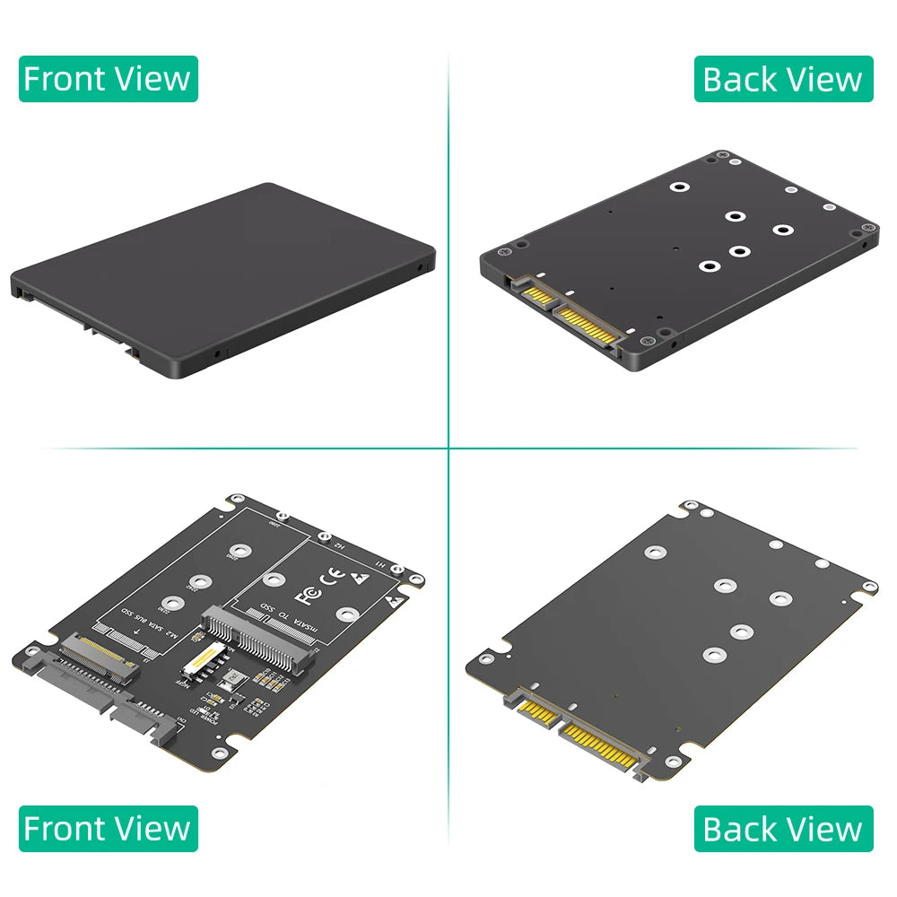 High Speed SATA Convertor  HDD Enclosure 2 in 1 M.2 NGFF/MSATA to SATA Adapter Card Support 30/42/60/80mm SSD