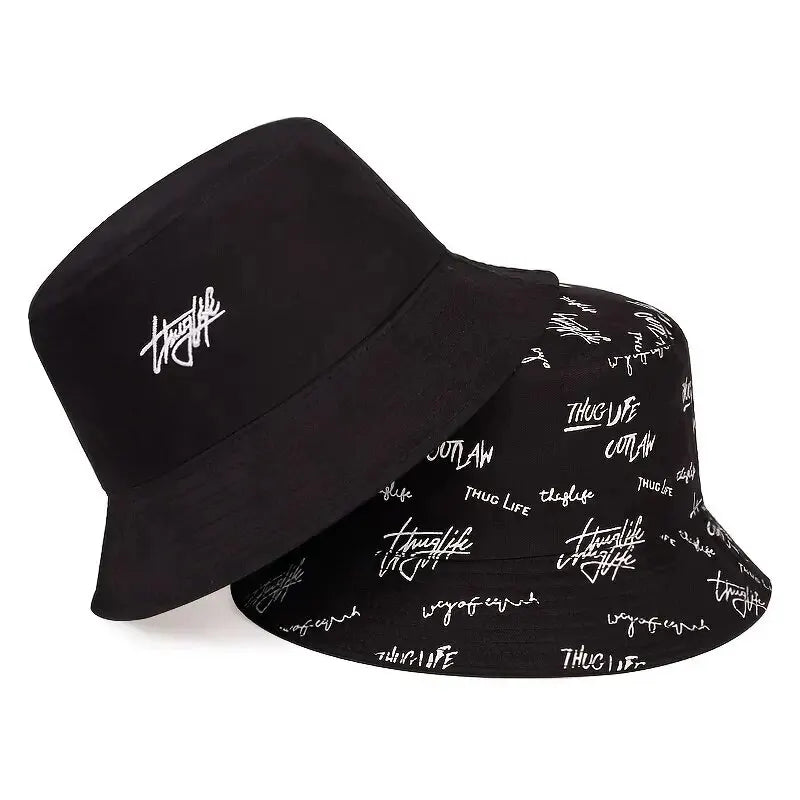 Hats, Female Letters, Fisherman's Hats, Trendy Casual And Versatile, Double-Sided Basin Hats, Men's Sunhats In All Seasons