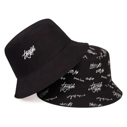 Hats, Female Letters, Fisherman's Hats, Trendy Casual And Versatile, Double-Sided Basin Hats, Men's Sunhats In All Seasons