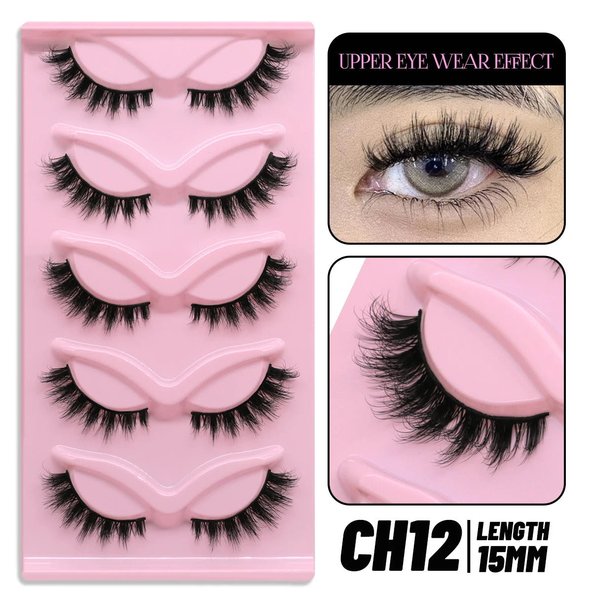 GROINNEYA Cat Eye Lashes Faux Mink Eyelashes Winged End Eye Elongated Eyelashes Fake Lashes Soft Natural long Full Strip Lashes