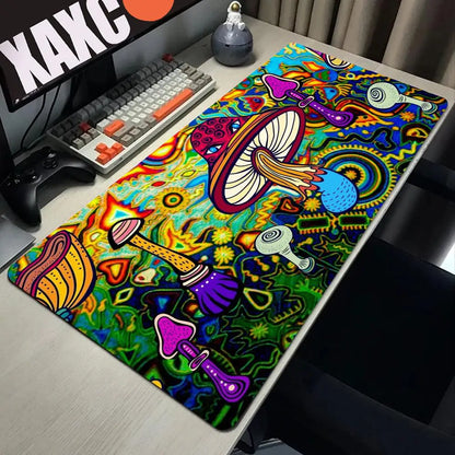 Trippy Psychedelic Weed Large Gaming Mouse Pad Computer Mousepad PC Gamer Mouse Mat Laptop Mouse Carpet Keyboard Mat Desk Pad