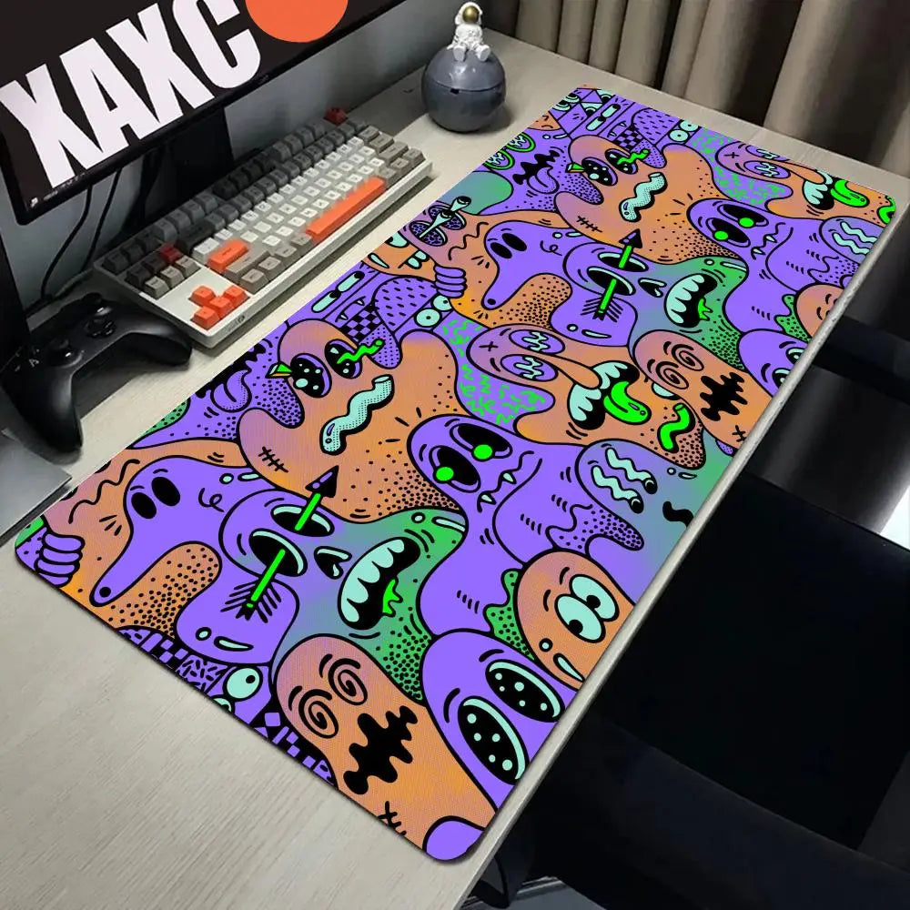 Trippy Psychedelic Weed Large Gaming Mouse Pad Computer Mousepad PC Gamer Mouse Mat Laptop Mouse Carpet Keyboard Mat Desk Pad