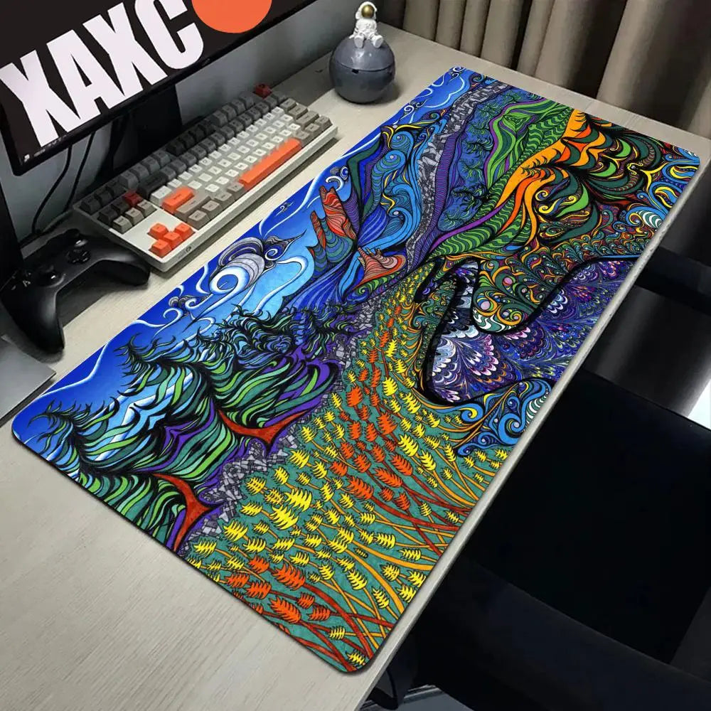 Trippy Psychedelic Weed Large Gaming Mouse Pad Computer Mousepad PC Gamer Mouse Mat Laptop Mouse Carpet Keyboard Mat Desk Pad