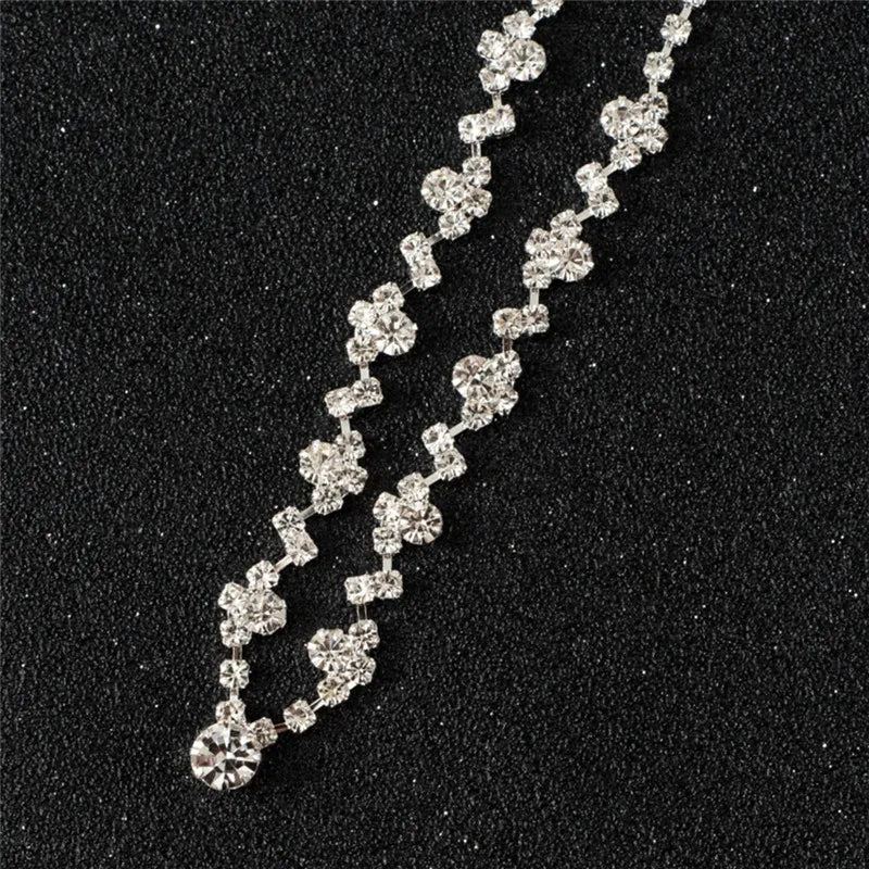 Wedding Bridal Jewelry Jewellery Silver Bridesmaid Crystal Necklace Earrings Set